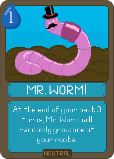 A card from the game showing a worm in a top hat
